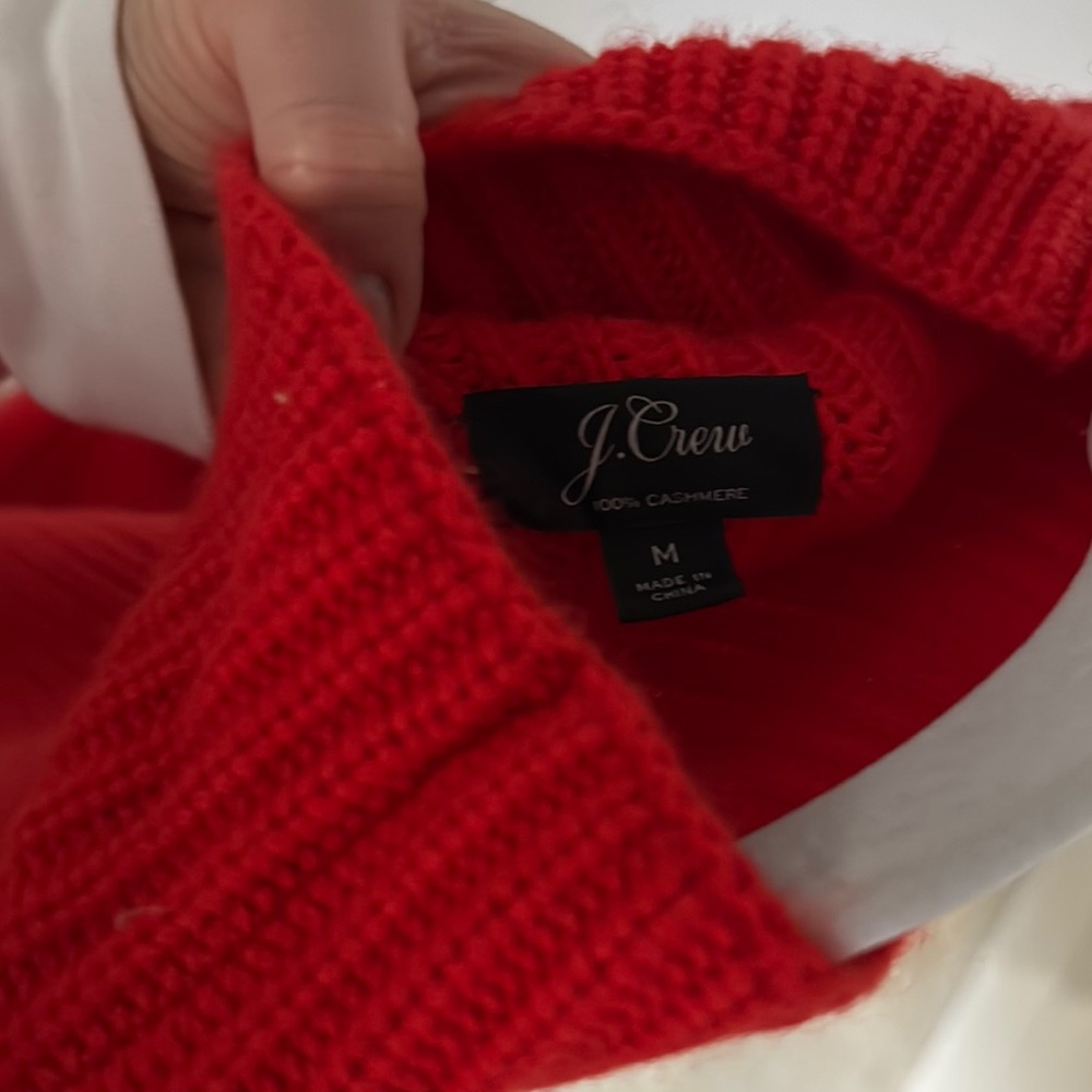 Red Ribbed Cowl Neck Sweater - Picture 4 of 5